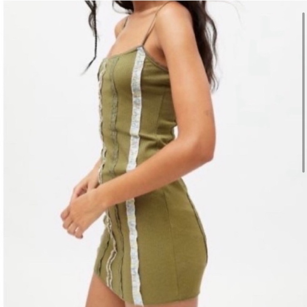 UO Roxanne Seamed Ribbed Mini Dress XS